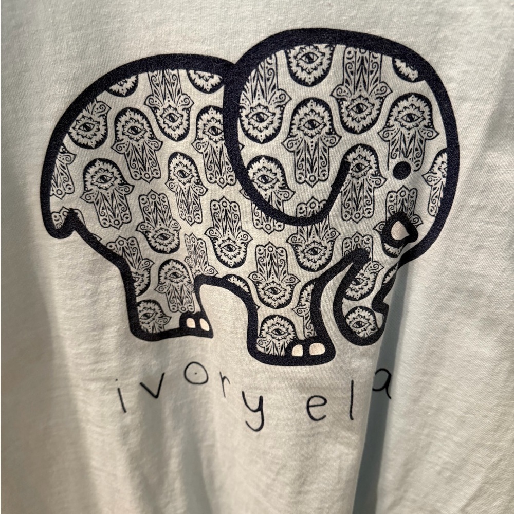 Ivory Ella Comfort Colors Pale Blue Crewneck Tee with Navy Tag Print - Picture 3 of 4